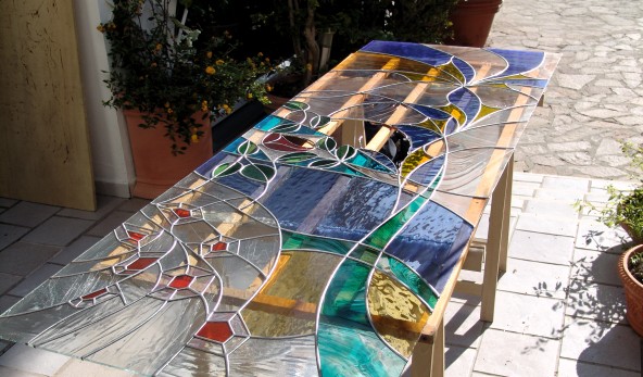 Restauro vetrata artistica presso il cliente