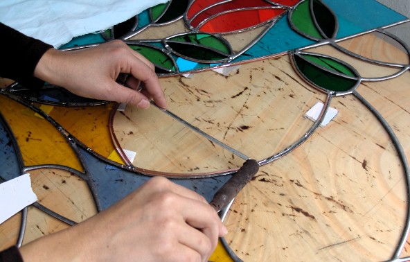 Restauro vetrata artistica - nuova saldatura