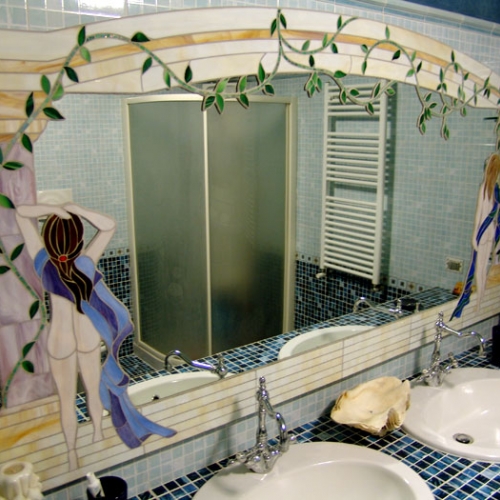 Specchio per bagno a mosaico donne