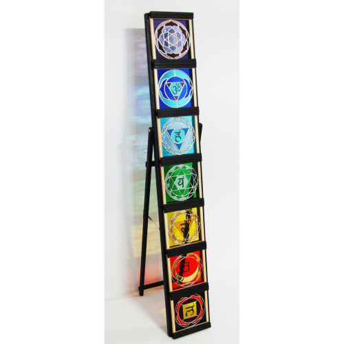 7 Chakra espositore in legno da terra pieghevole