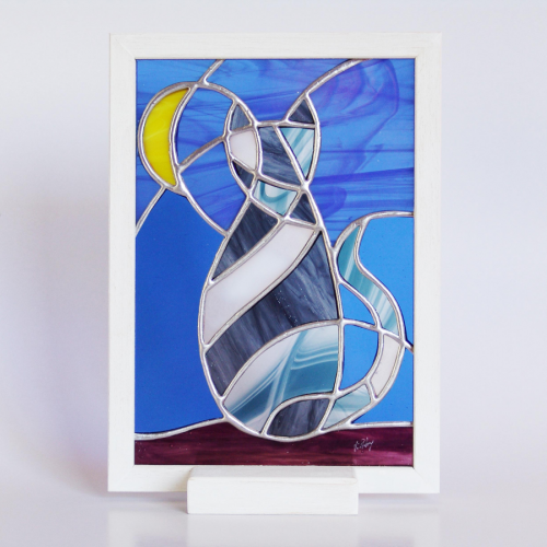 Gatto con luna, in vetro pregiato