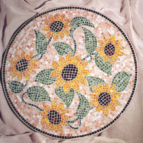 Base  tavolino in mosaico  girasoli 