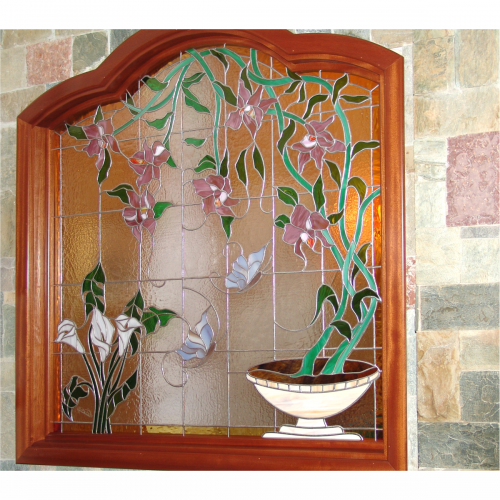 vetrata quadro divisorio " orchidea " ingresso salone