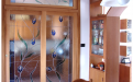 Porta scorrevole con sopraluce, zona pranzo " fiori stilizzati "